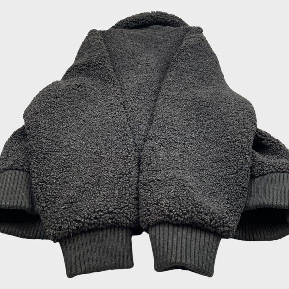 Banana Republic Full Zip Sherpa Bomber Jacket in Black Women's Size XL - Picture 13 of 14